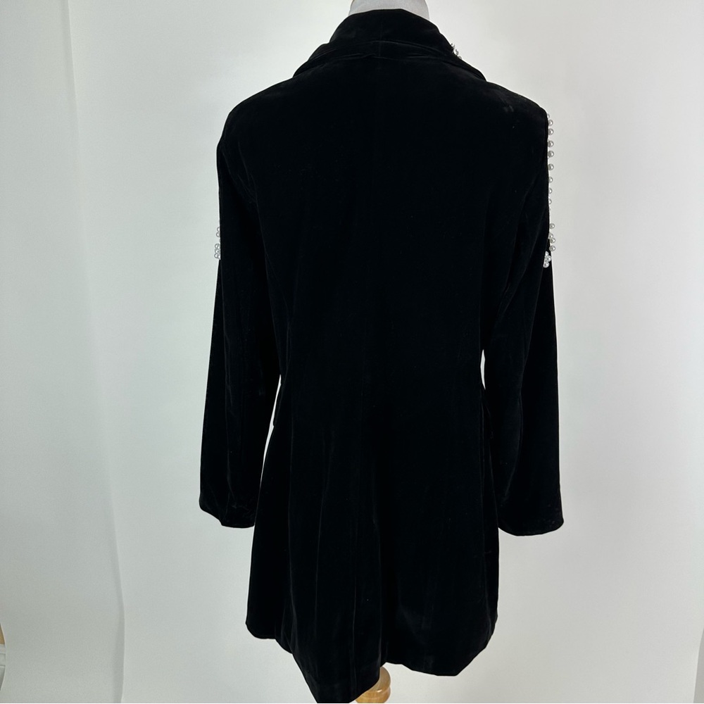 SHEIN Modelyn Pearl and Rhinestone Embellished Black Velvet Blazer Size 6 - Picture 9 of 12